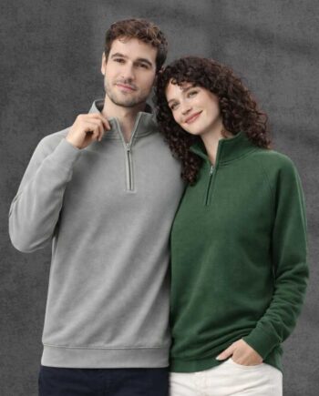 Felpa Mezza Zip Ricamata Unisex