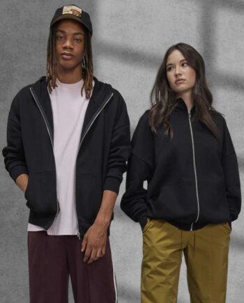 Felpa Ricamata Cappuccio Zip Oversize Unisex