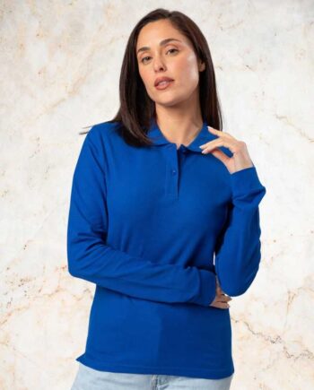 Polo Ricamata a Manica Lunga Donna