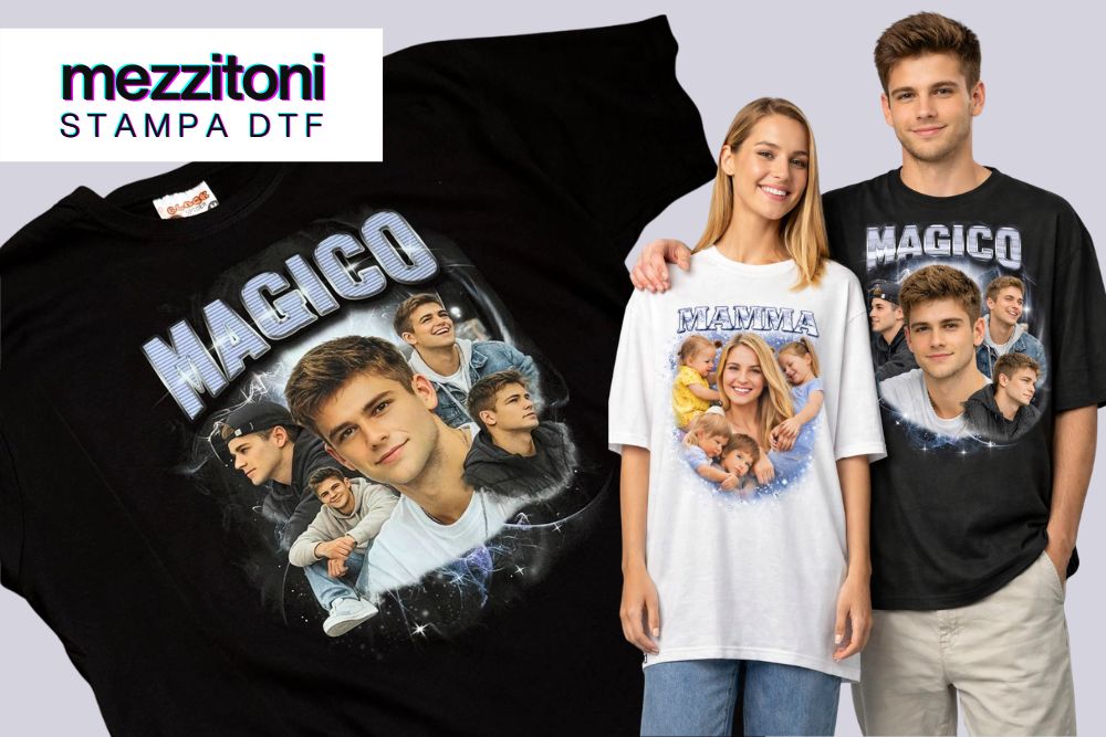 Stampa DTF con mezzitoni su t-shirt personalizzata