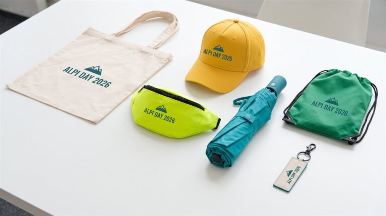 Shopper, marsupio, cappellino, ombrello e sacca per evento