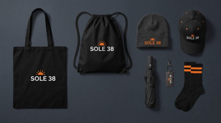 Shopper, sacca, berretta, cappellino e calzini neri con logo