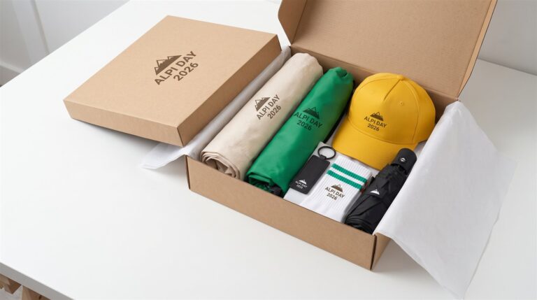 Welcome kit per evento aziendale in scatola