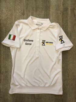 polo personalizzata sportiva da uomo bianca