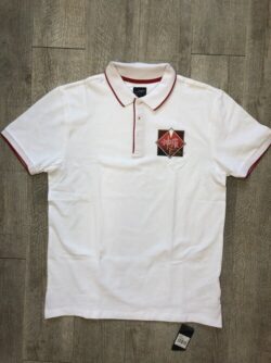 polo personalizzata team a strisce rosse da uomo