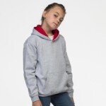 felpa bicolor bambino stampata con esterno grigio