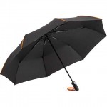 ombrello personalizzato pieghevole nero con stecche arancioni