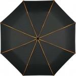 ombrello personalizzato pieghevole nero con stecche arancioni