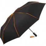 ombrello personalizzato pieghevole nero con profili arancioni