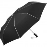 ombrello personalizzato pieghevole nero con profili bianchi