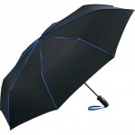 ombrello personalizzato pieghevole nero con profili blu
