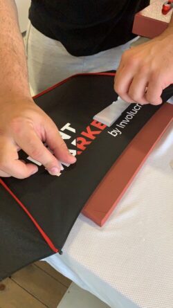 ombrello personalizzato pieghevole nero profili colorati stampa