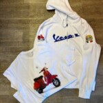 felpa personalizzata organica con cappuccio e zip da uomo vespa club