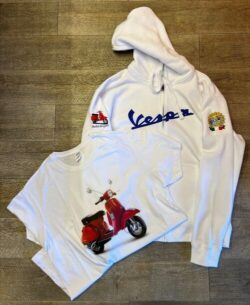 felpa personalizzata organica con cappuccio e zip da uomo vespa club